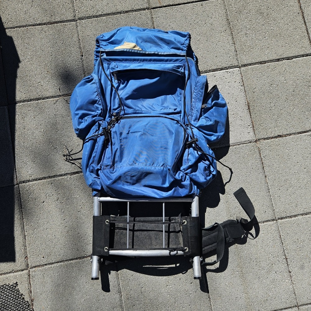 Vintage Kelty External Frame Backpack Blue Aluminum Hiking Camping 70s 80s